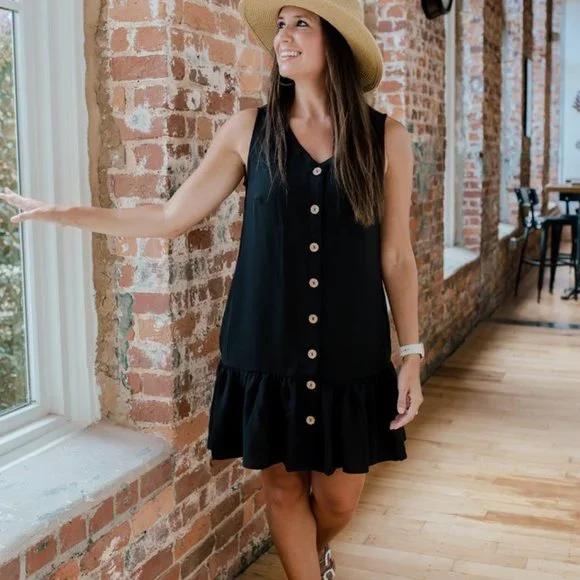 thebebrand Black Button Down Dress - Picture 1 of 3